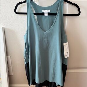 Athleta Teal Blue V-Neck Performance Tank with Black Panels
